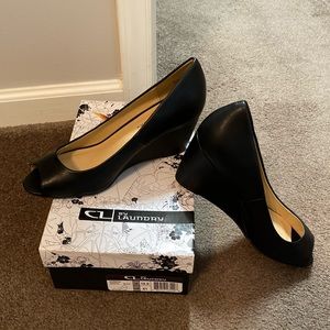 CL by Laundry peep toe wedge heels